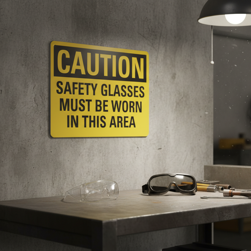 Caution Safety Glasses Must Be Worn In This Area