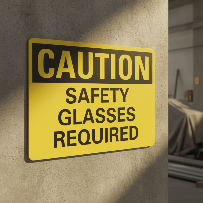 Caution Safety Glasses Required