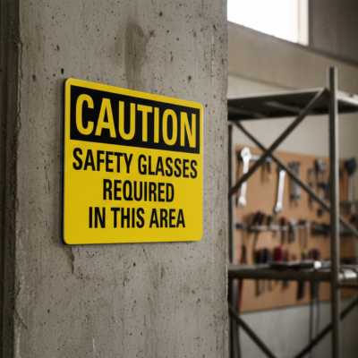 Caution Safety Glasses Required In This Area