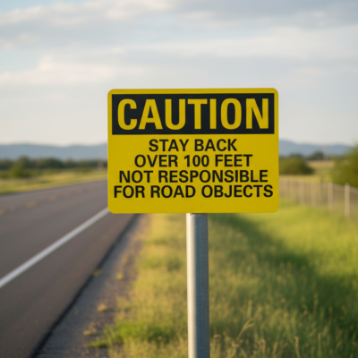 Caution Stay Back Over 100 Feet Not Responsible