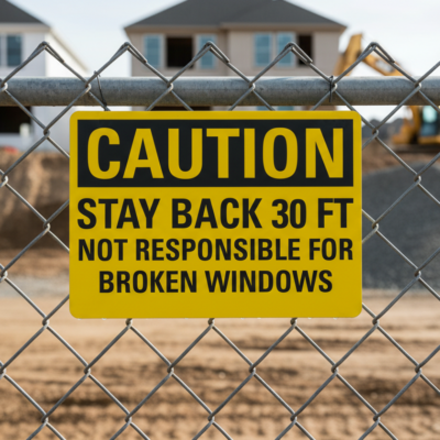 Caution Stay Back 30 Ft Not Responsible For