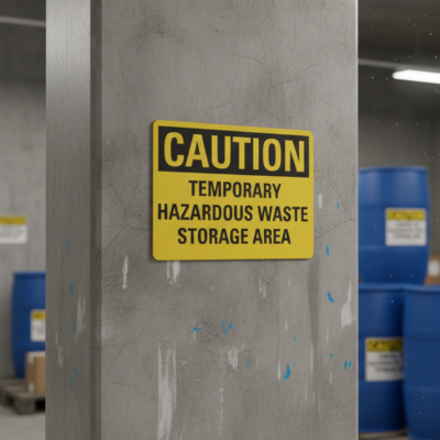 Caution Temporary Hazardous Waste Storage Area