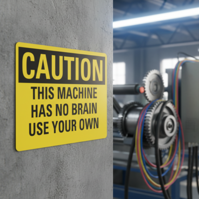 Caution This Machine Has No Brain Use Your Own