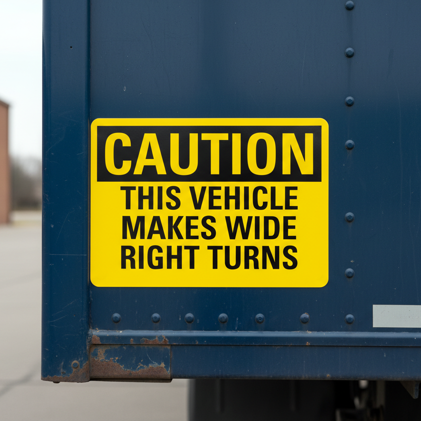 Caution This Vehicle Makes Wide Right Turns - Image 2