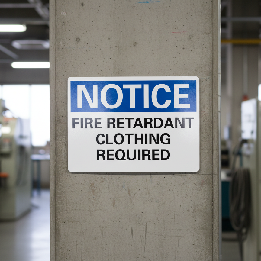 Notice Fire Retardant Clothing Required
