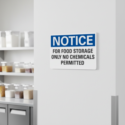 Notice For Food Storage Only No Chemicals Permitted