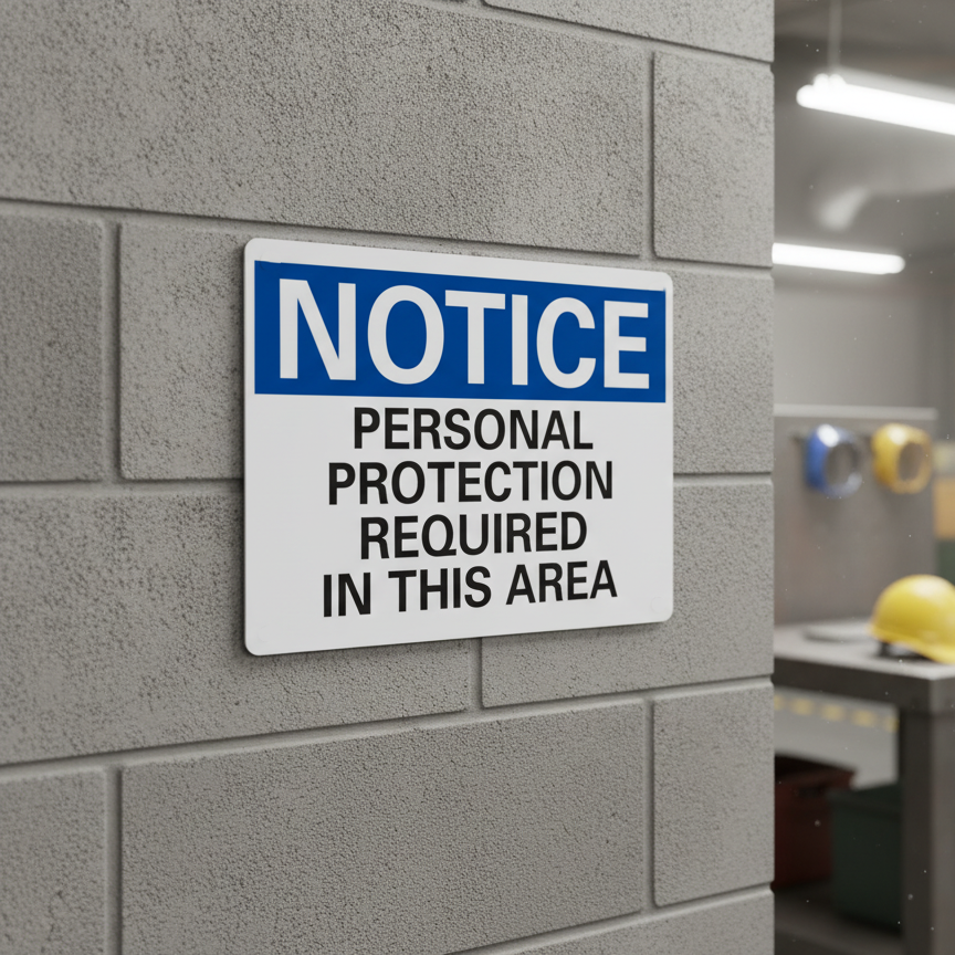 Notice Personal Protection Required In This Area