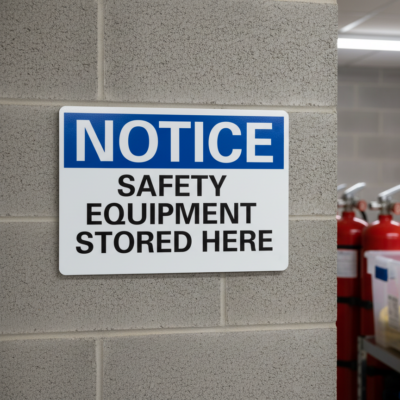 Notice Safety Equipment Stored Here