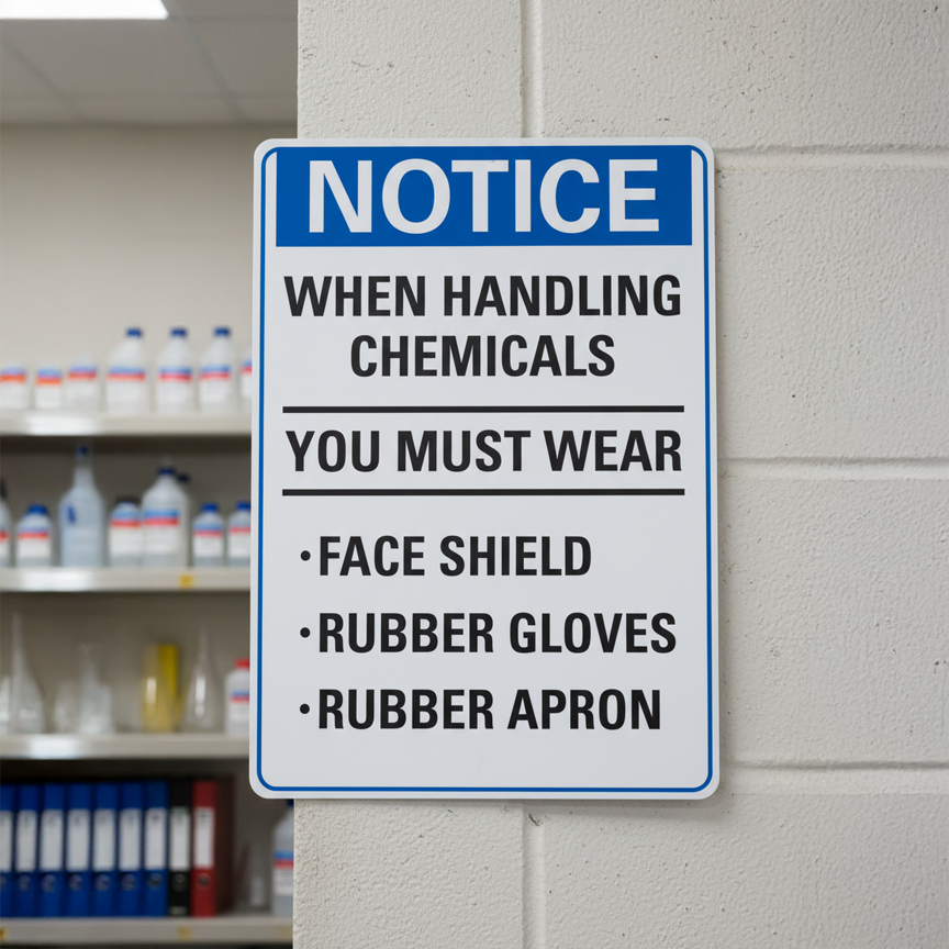 Notice When Handling Chemicals You Must Wear