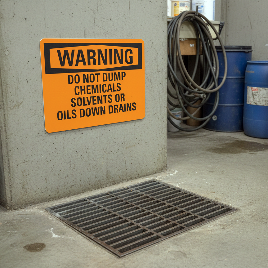 Warning Do Not Dump Chemicals, Solvents Or - Image 2
