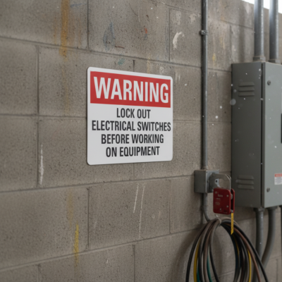 Warning Lock Out Electrical Switches Before