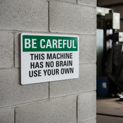 Be Careful This Machine Has No Brain Use Your Own