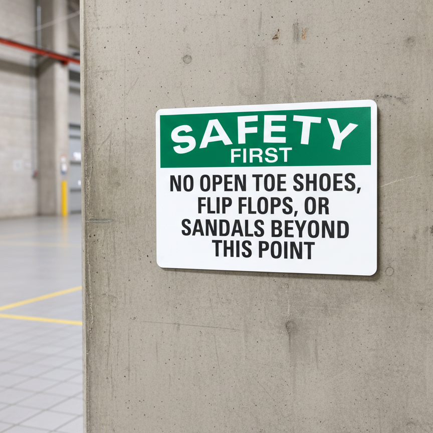 Safety First No Open Toe Shoes, Flip Flops,