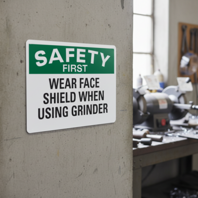 Safety First Wear Face Shield When Using Grinder