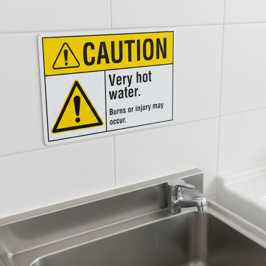 Caution Very hot water. Burns or injury may occur. - Image 2