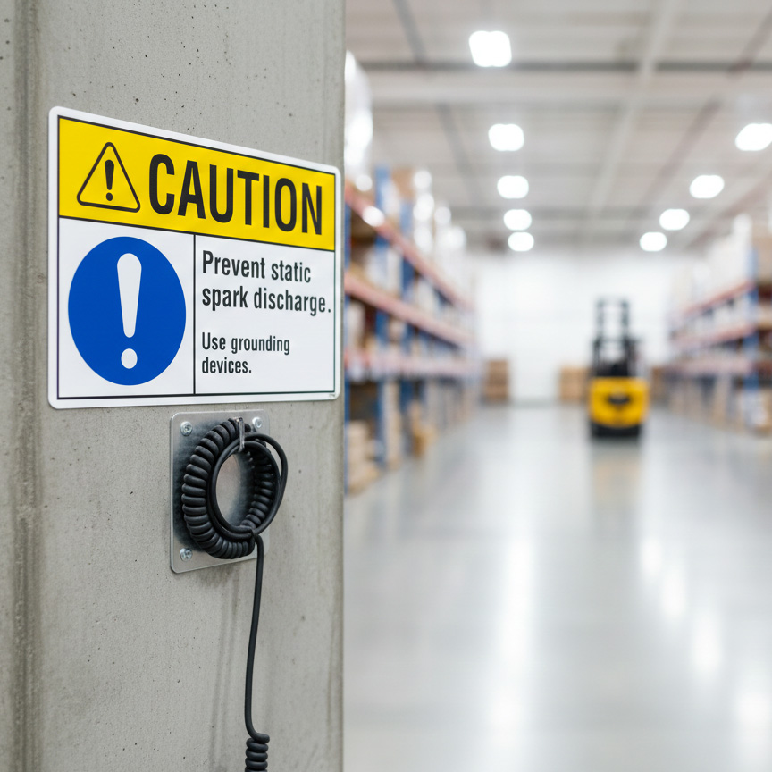 Caution Prevent static spark discharge. Use grounding d