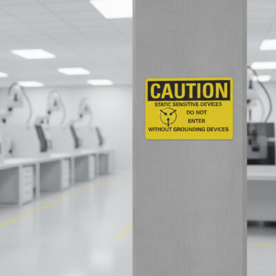 Caution Static sensitive devices do not enter without g