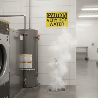 Caution Very hot water