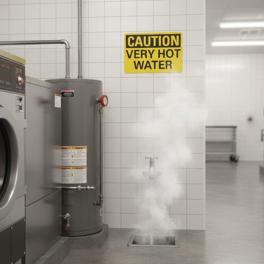 Caution Very hot water