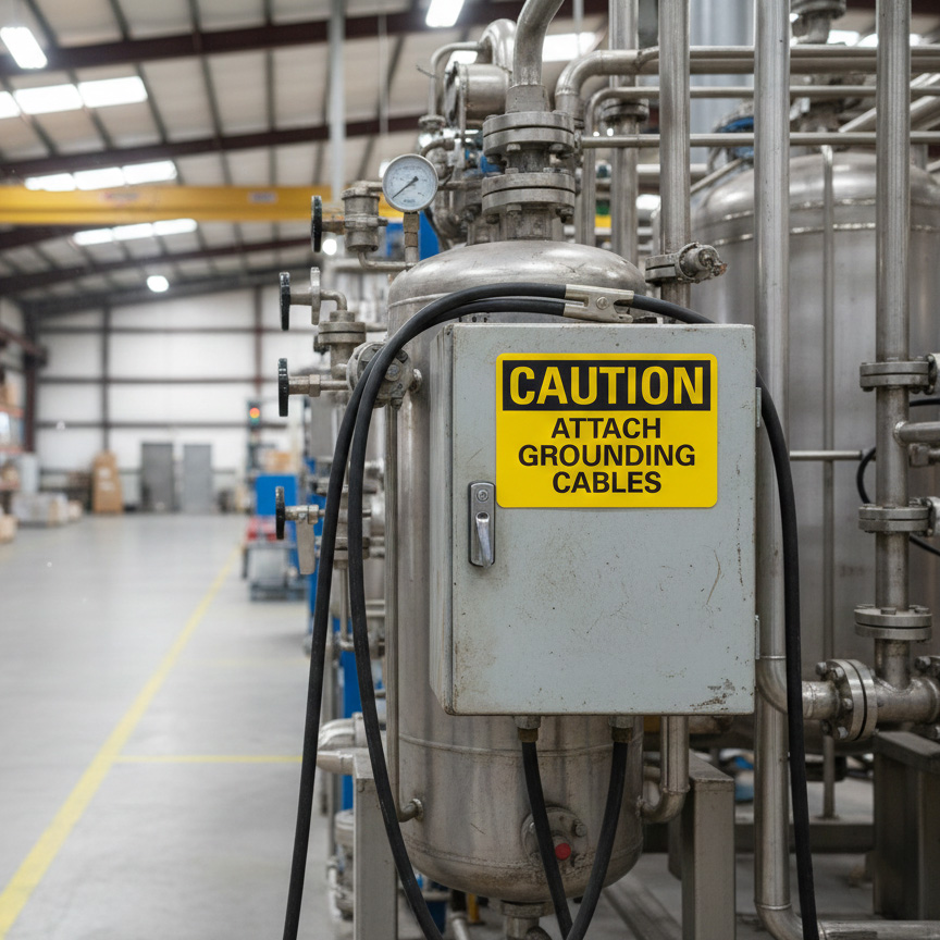 Caution Attach grounding cables