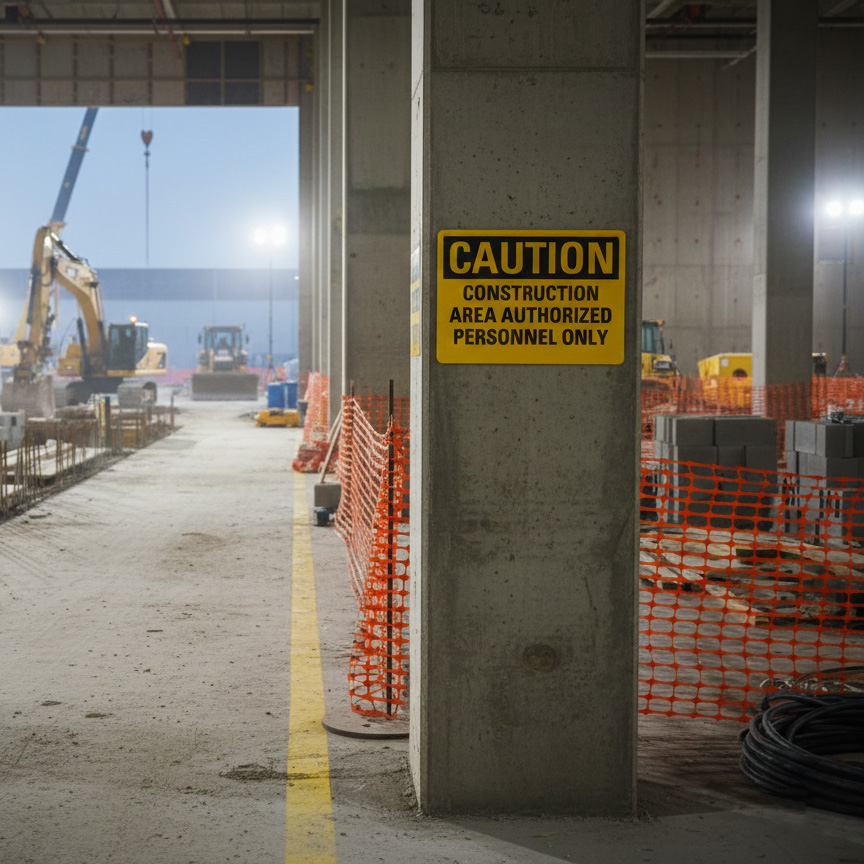 Caution Construction area authorized personnel only