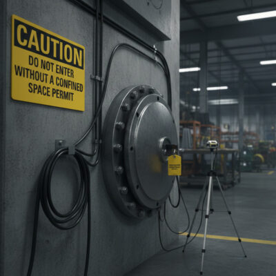 Caution Do not enter without a confined space permit