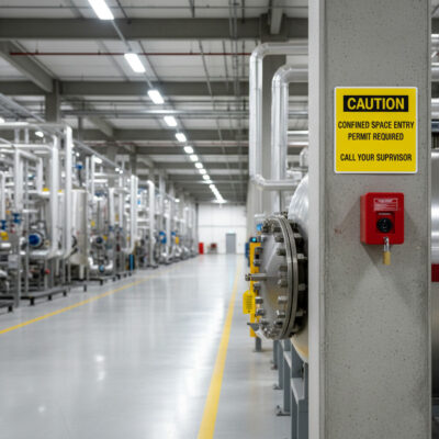 Caution Confined space entry permit required call your