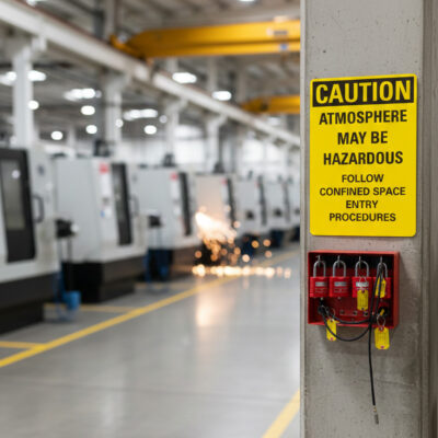 Caution Atmosphere may be hazardous follow confined