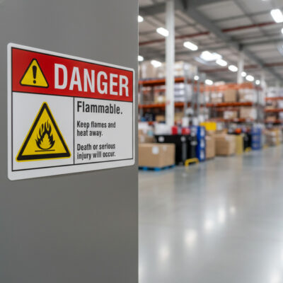 Danger Flammable. Keep flames and heat away. Death or