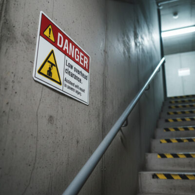 Danger Low overhead clearance. Accident will result in
