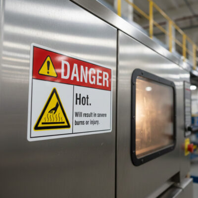 Danger Hot. Will result in serious burns or injury.