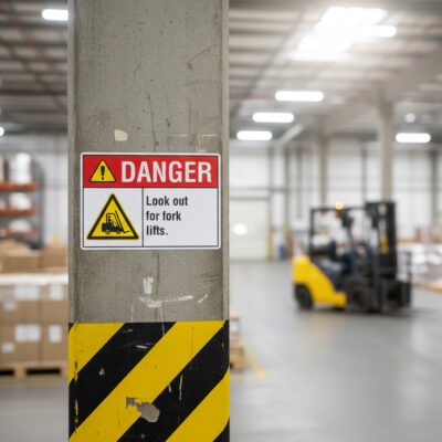 Danger Look out for fork lifts.
