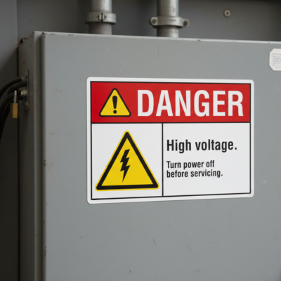 Danger High voltage. Turn power off before servicing.