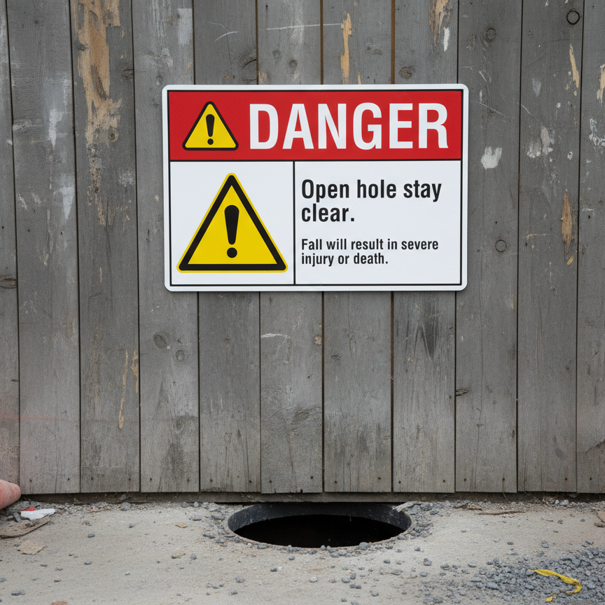 Danger Open hole. Stay clear. Fall will result in - Image 2