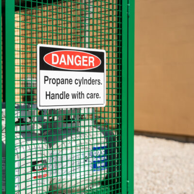 Danger Propane cylinders. Handle with care.