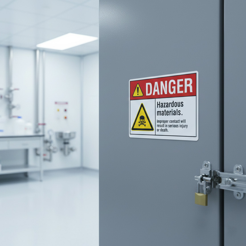 Danger Hazardous materials. Improper contact will