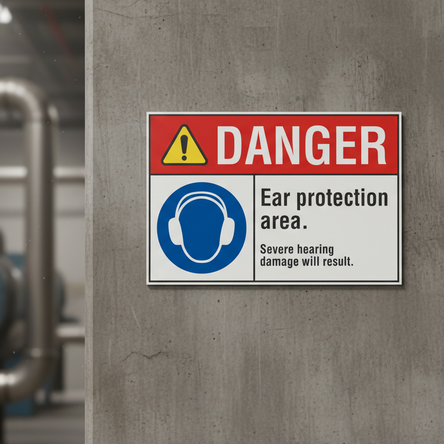 Danger Ear protection area. Severe hearing damage will - Image 2