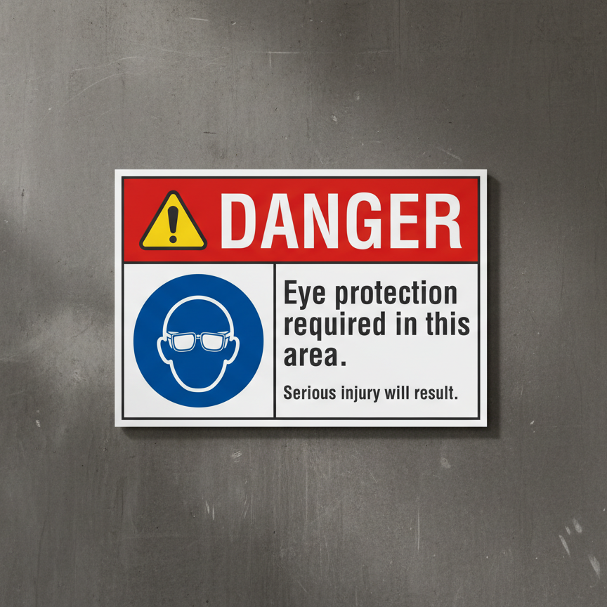 Danger Eye protection required in this area. Serious - Image 2