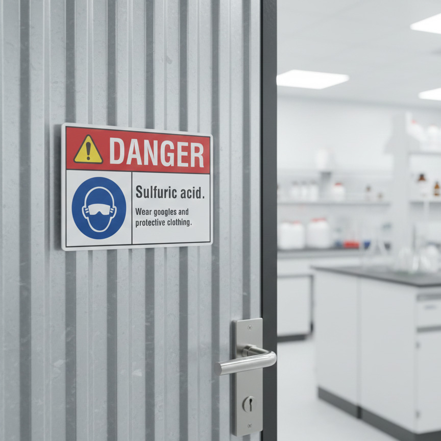 Danger Sulfuric Acid. Wear Goggles And Protective Clothing