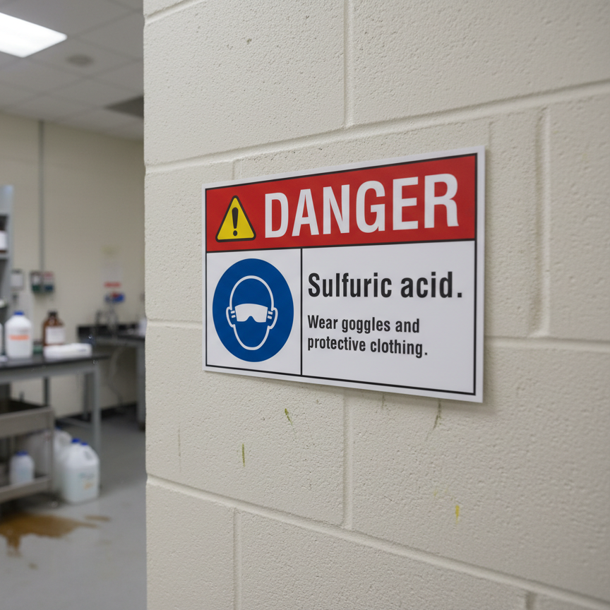 Danger Sulfuric acid. Wear goggles and protective - Image 2