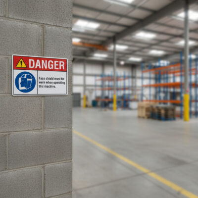 Danger Face shield must be worn when operating this