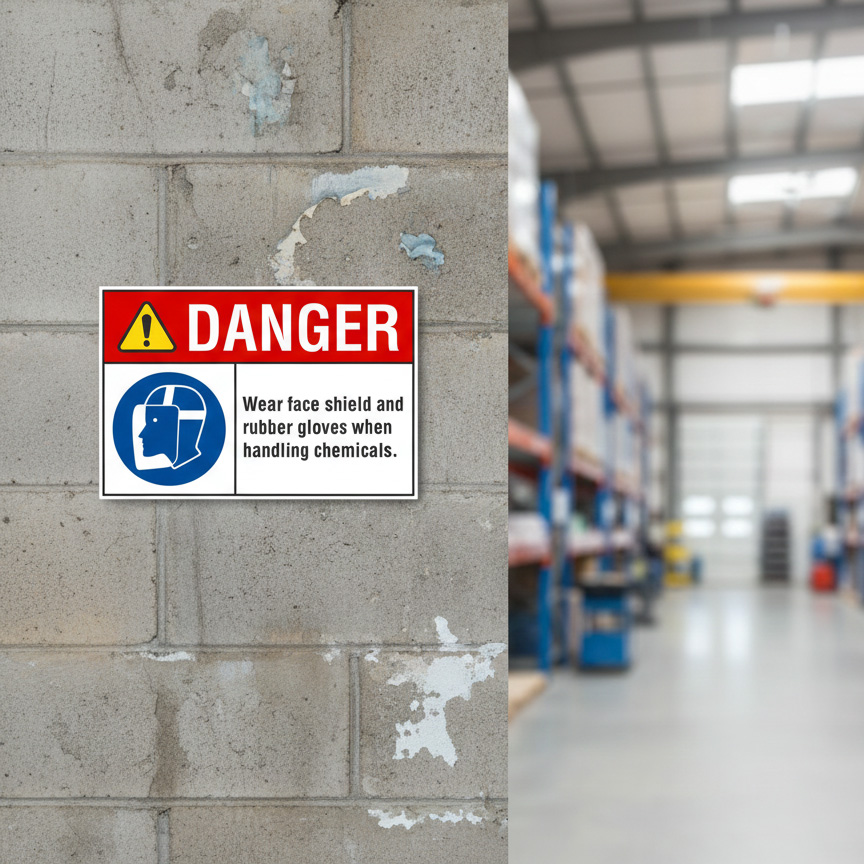 Danger Wear face shield and rubber gloves when handling