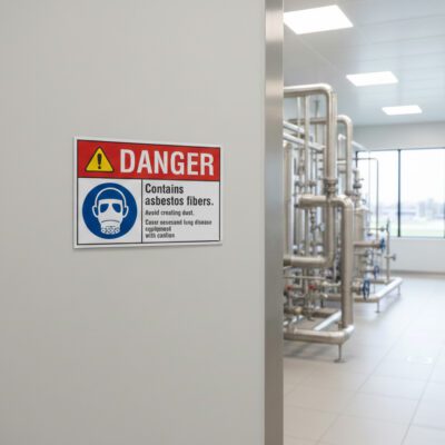 Danger Contains asbestos fibers. Avoid creating dust.