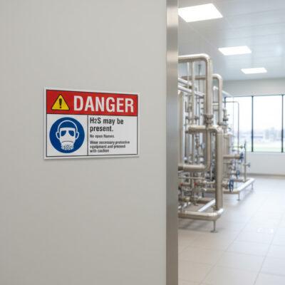 Danger H()2S may be present. No open flames. Wear