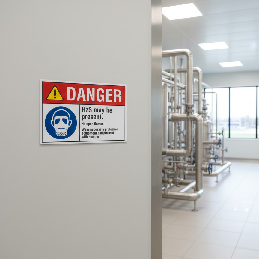 Danger H()2S may be present. No open flames. Wear