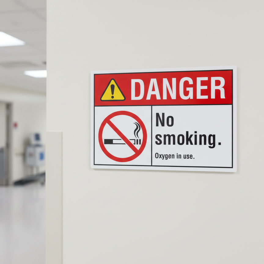 No smoking. Oxygen in use. English - Image 2