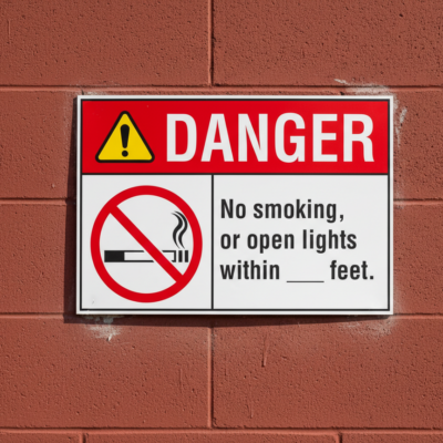 No smoking or open lights within ___feet. English