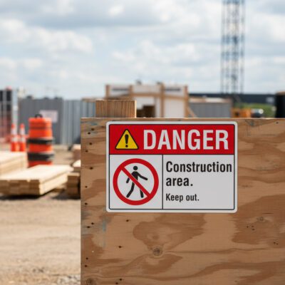 Danger Construction area. Keep out.