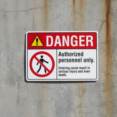 Danger Authorized personnel only. Entering could result