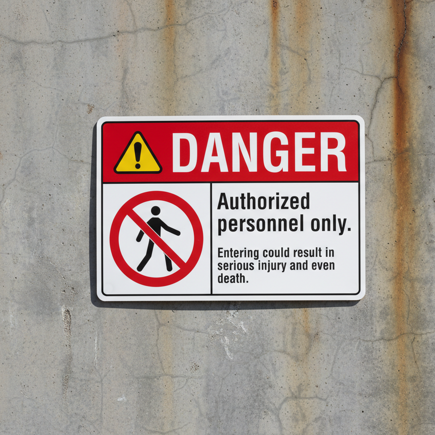 Danger Authorized personnel only. Entering could result